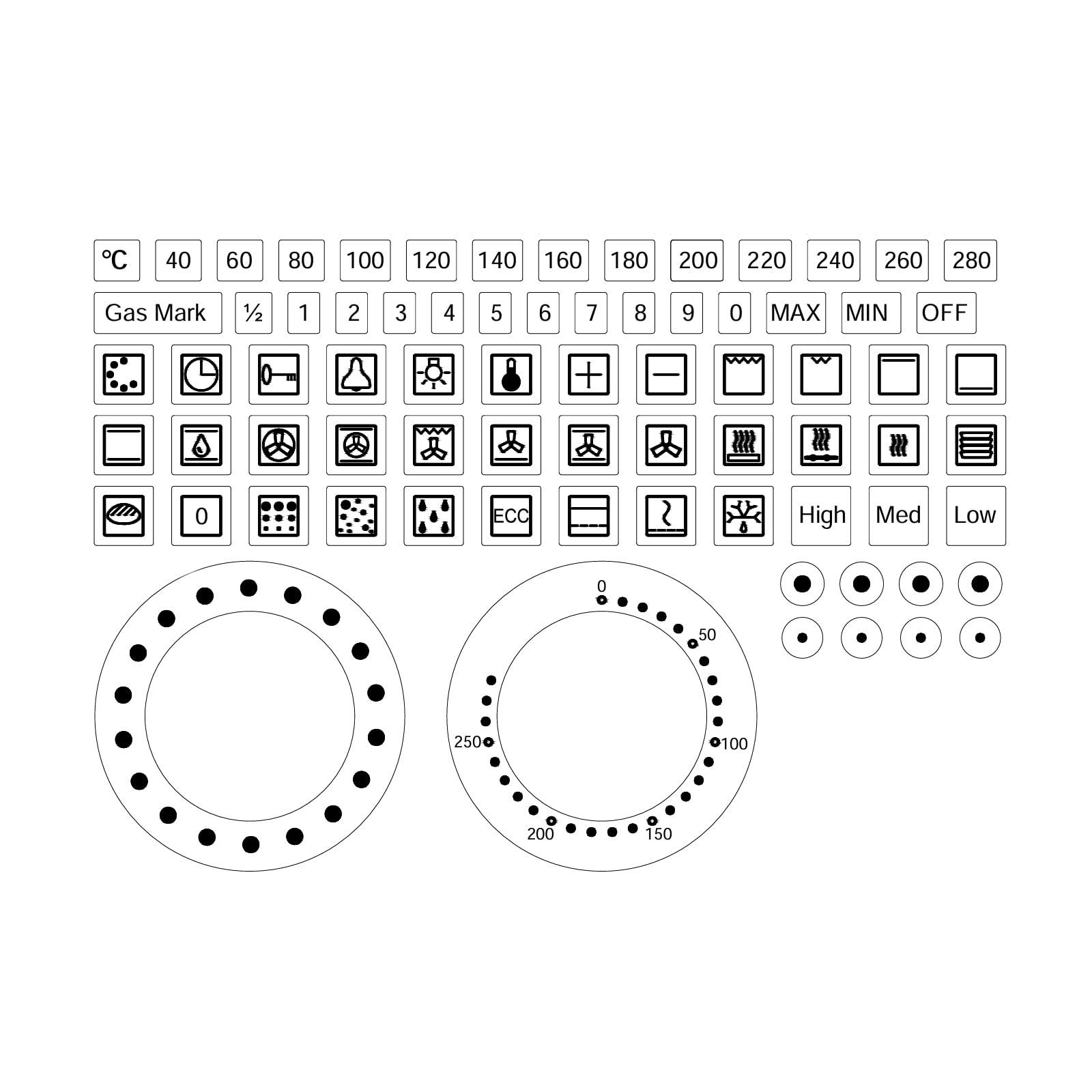 Oven Stickers 36 Assorted Oven Stove Control Knob Decals – Replacement ...