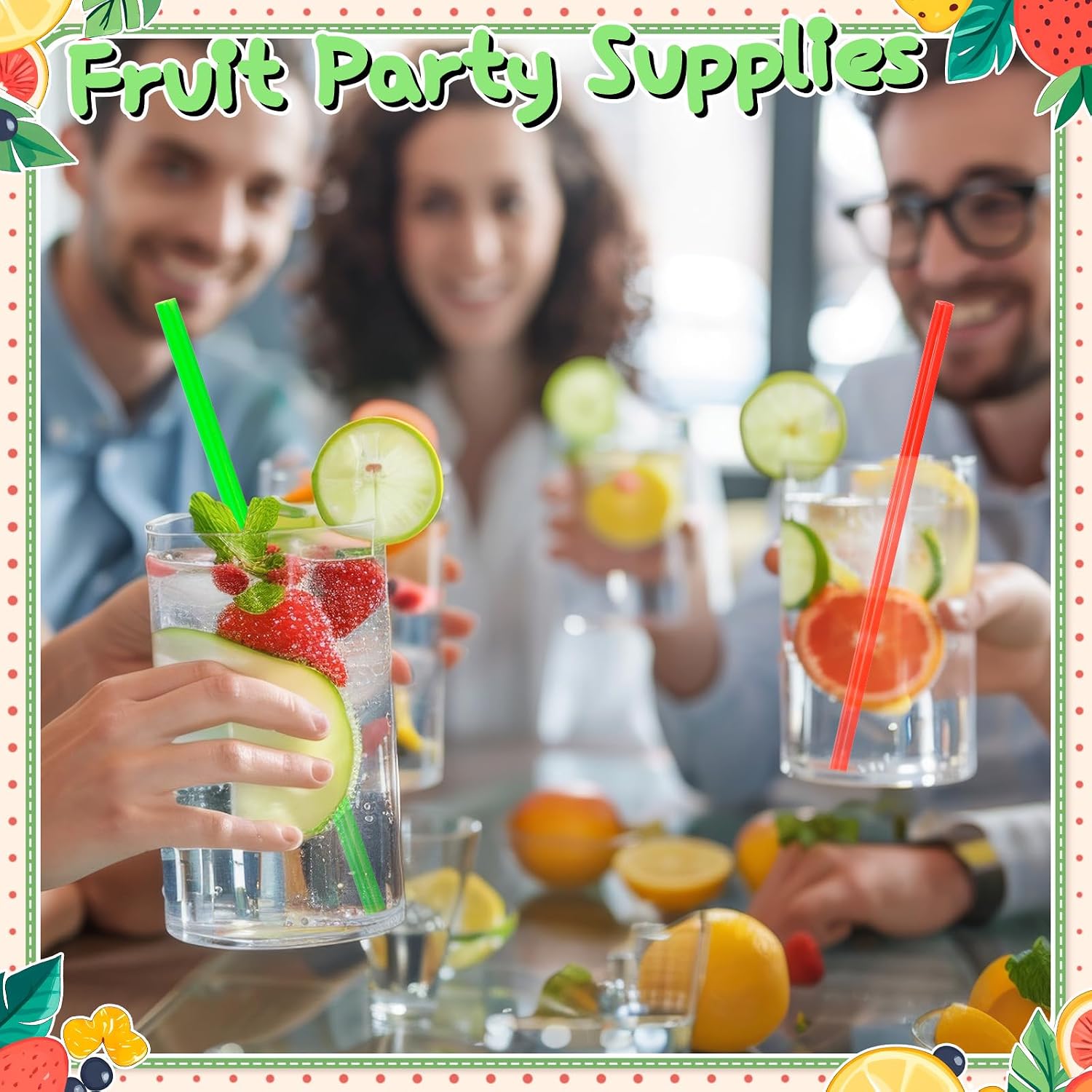 Potchen 150 Apple Shape Plastic Disposable Drinking Straws Bulk image 5