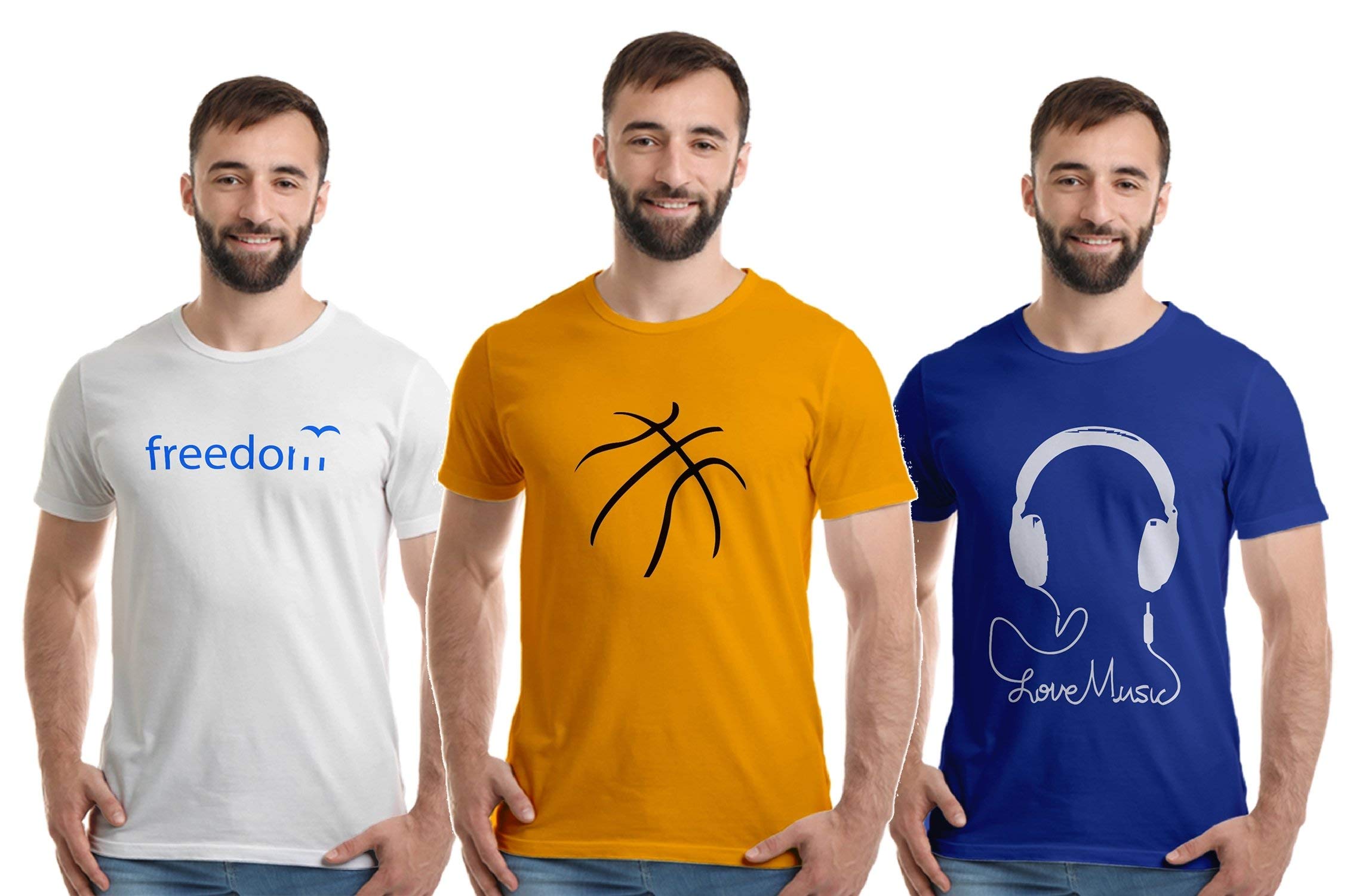 BoodbuckPrinted T Shirt for Men Combo Pack of 3