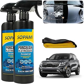 SOPAMI Ceramic Coating Spray 2 Pack, Hydrophobic Car Wax for High Gloss Paint Protection, Water Beading Sealant and Quick Detailer for Paint, Glass, Plastic and Metal