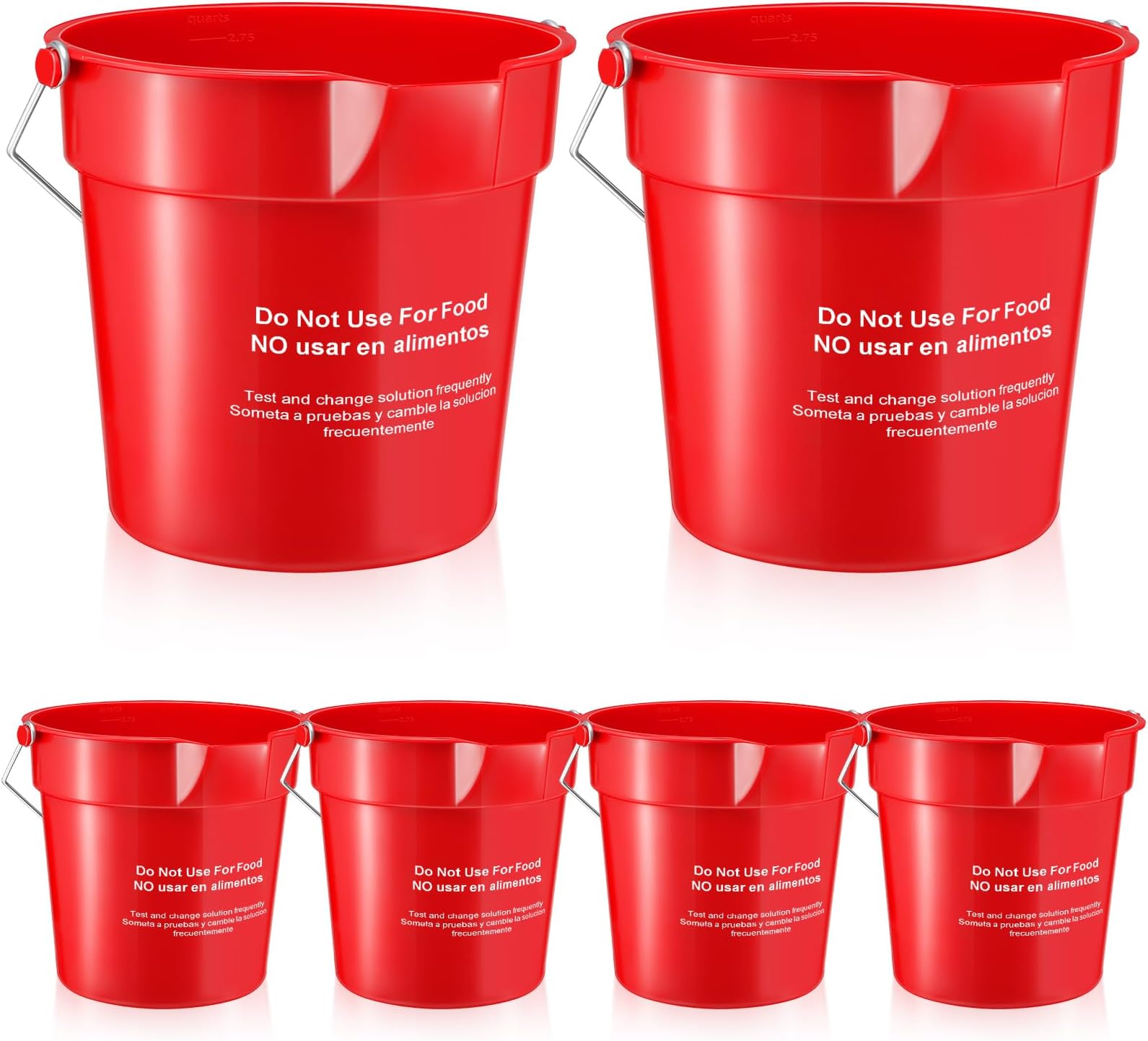 Tioncy 6 Pcs Cleaning Buckets Bulk 3 Quart Small Round Sanitizing Bucket with Handle and Spout Detergent Cleaning Pail for Kitchen School Home Office Commercial Restaurant Household(Red)
