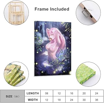 Painting Wall Hanging Yandelee Mesmerizing Anime Girl Interior Poster Canvas Painting Large Cute Anime Art Panel Wall Decor Modern Art Eco Material Waterproof Lightweight Easy to Install Housewarming