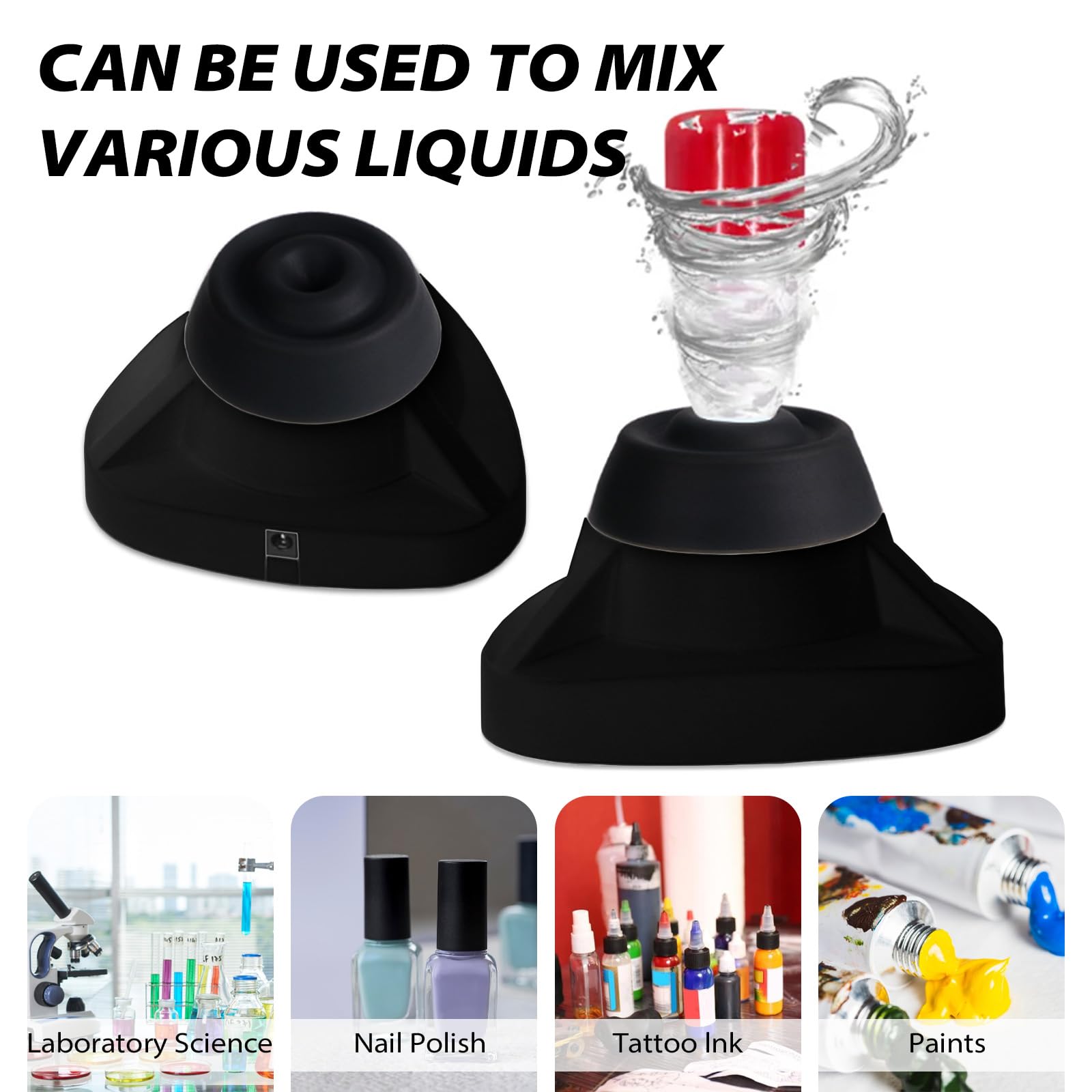 Mini Vortex - Batidora eléctrica para tubos de ensayo, tintas, pigmentos y esmalte de uñas (mezclador multiusos, 10000 rpm)