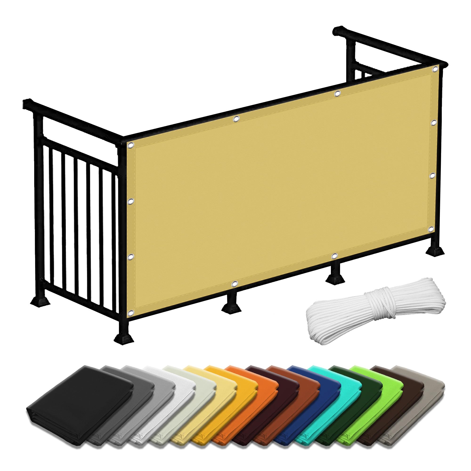 Voile ombrage pergola 3 x 4.5 m polyester clôture jardin balcon jaune