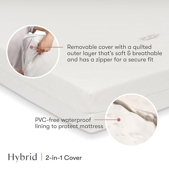 Babyletto Pure Core 4 Midi Crib Mattress, Hybrid Waterproof Cover, Lightweight, Greenguard Gold Certified