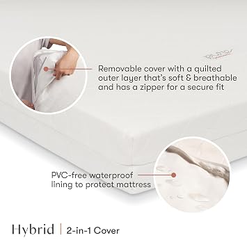 Babyletto Pure Core 4 Midi Crib Mattress, Hybrid Waterproof Cover, Lightweight, Greenguard Gold Certified