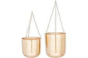 CosmoLiving Gold Hanging Planter Set with Ornate Dome Design for Indoor/Outdoor Use