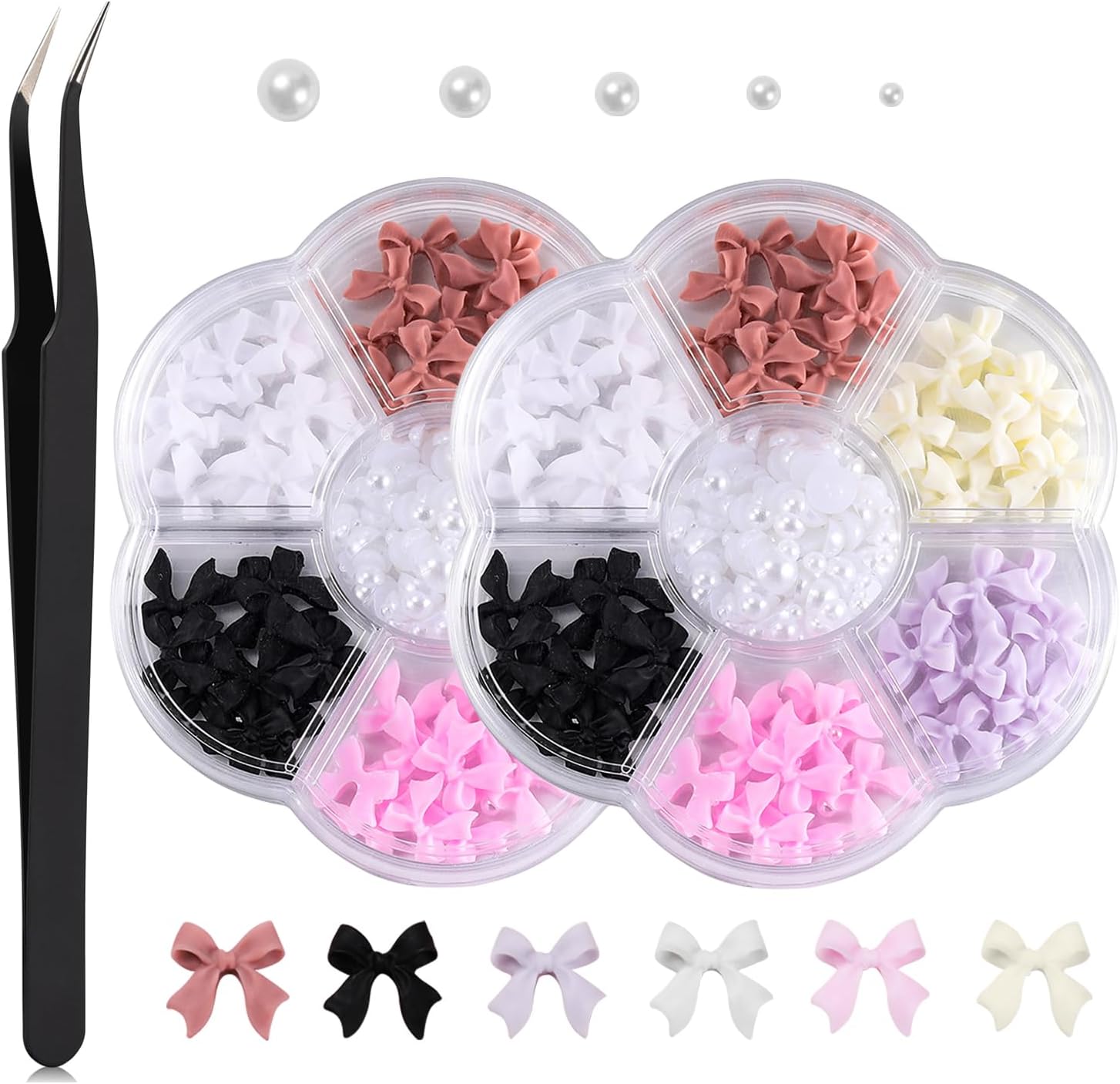 3D Flower Nail Charms Pink and White, Gold and Silver