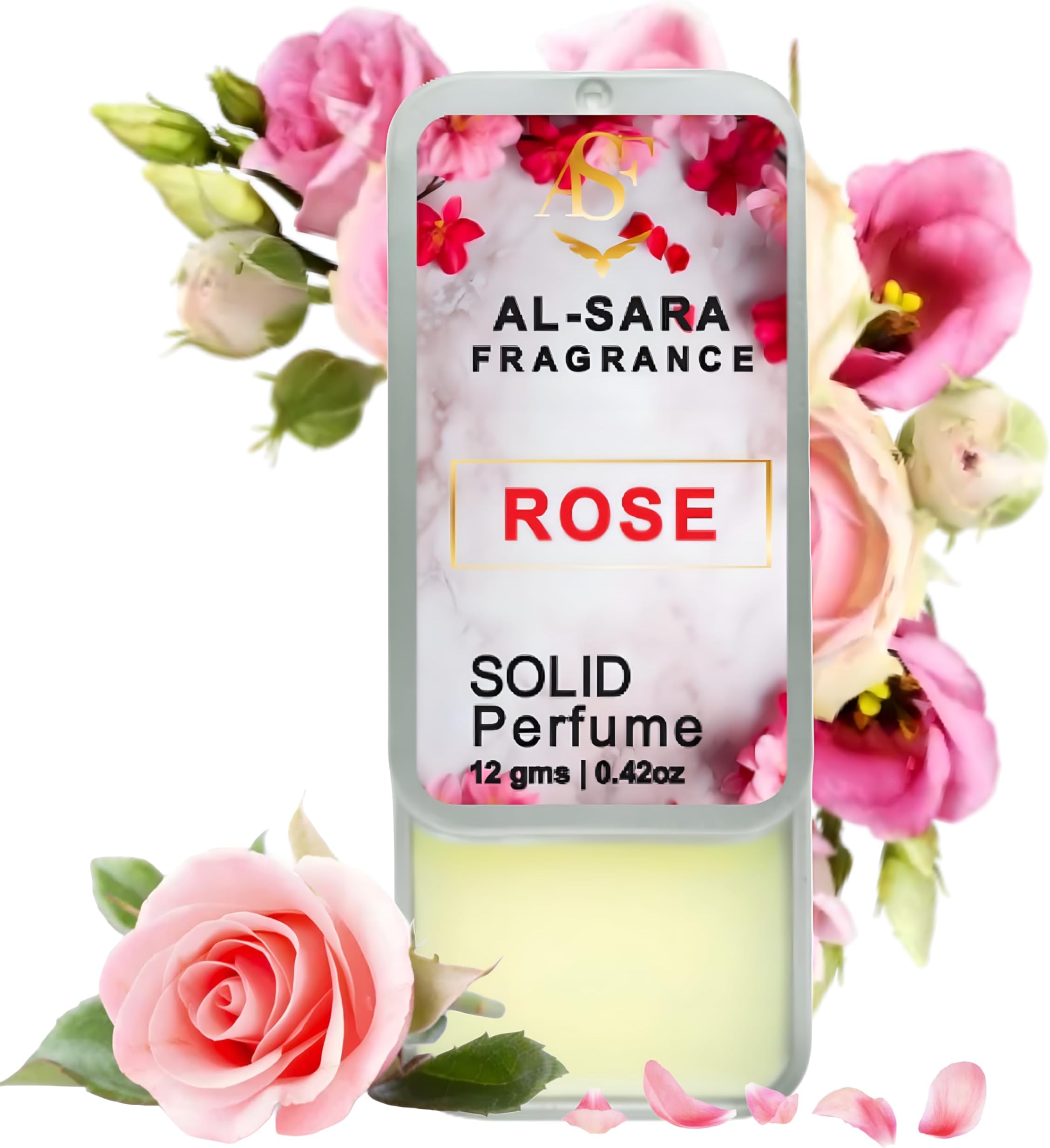 Rose Solid Perfume | Alcohol-Free, Long-Lasting Floral Fragrance | Non-Greasy Solid Perfume for Men & Women | Luxurious, Fresh & Elegant Scent (Rose)