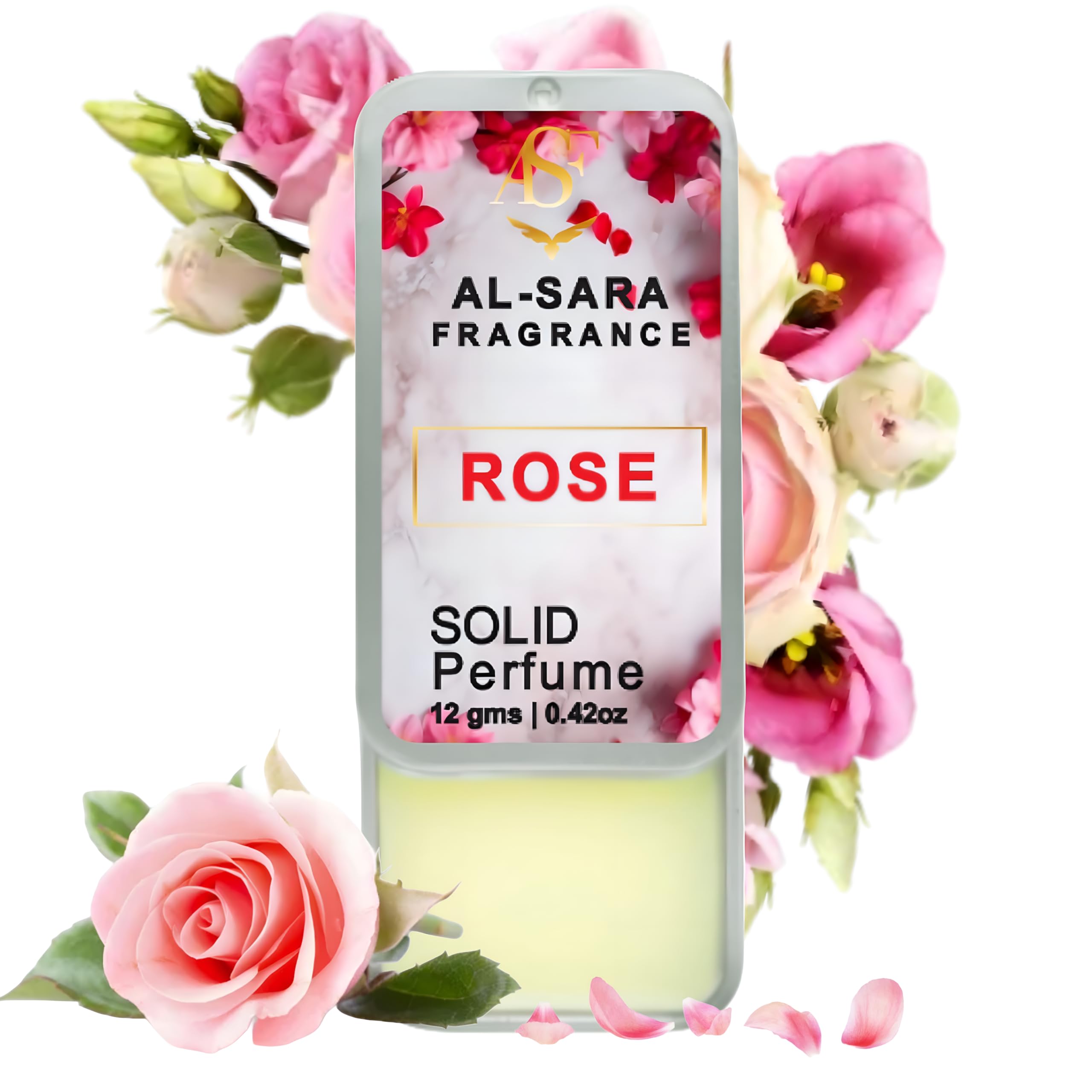 Al Sara Fragrance™ Rose Solid Perfume | Alcohol-Free, Long-Lasting Floral Fragrance | Non-Greasy Solid Perfume for Men & Women | Luxurious, Fresh & Elegant Scent (Rose)