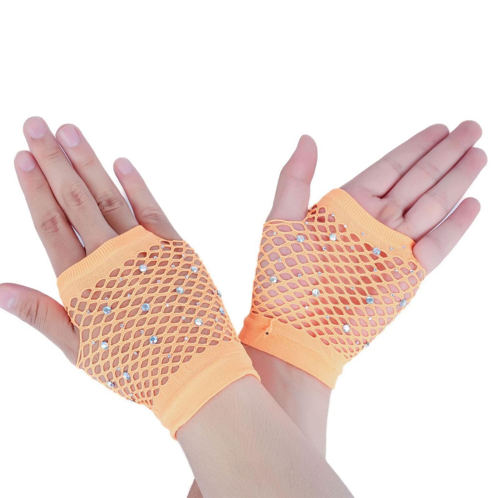 MICFENY Sparkling Short Mesh Gloves For Nightclub Dance Event Outdoor Comfortable Half Finger Wear