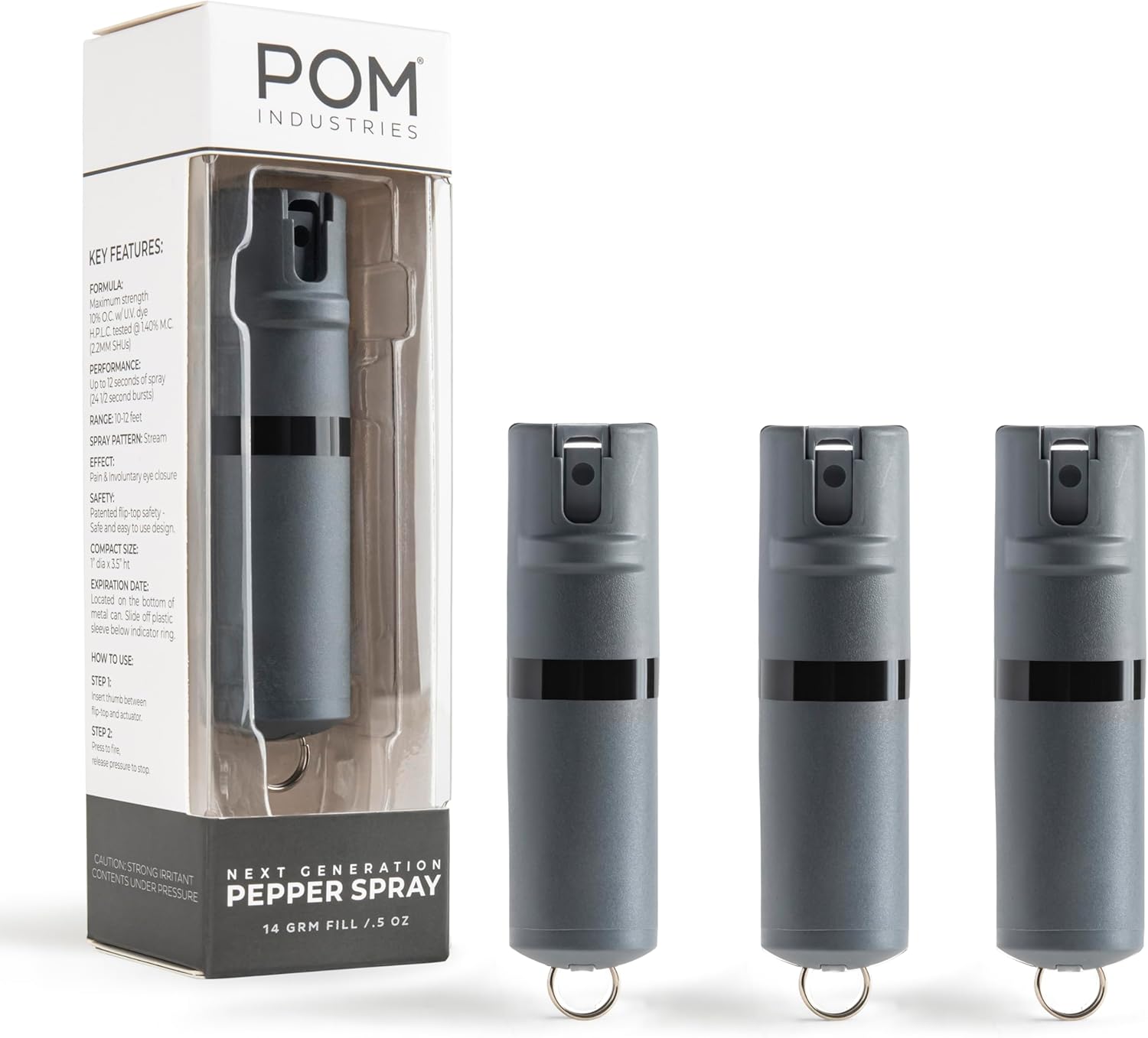 POM Pepper Spray Keychain - 10 ft range