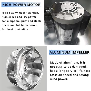 Restaurant Hood Grease Rated Exhaust Fan- Food Truck High Speed Direct Drive Centrifugal Upblast Exhaust Fan 1HP 110 Volt Single Phase Motor 3500 CFM