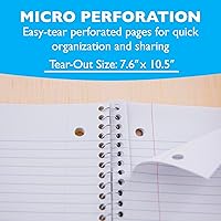 Vista 3 de BAZIC - Cuaderno de espiral, 1 materia, papel rayado ancho de 8 x 10-1/2 pulgadas, 70 hojas de cubierta roja, cuadernos de compilación de diario