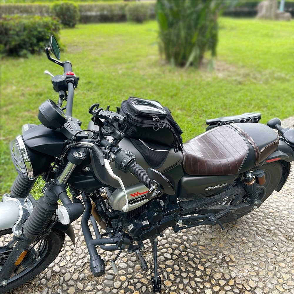 reygeak Motorcycle Tank Bag，Waterproof, with super magnetic thickened magnet Black 1680D PVC petrol tank bag, large window cell phone bag, suitable for Suzuki Kawasaki Honda Harley Yamaha.