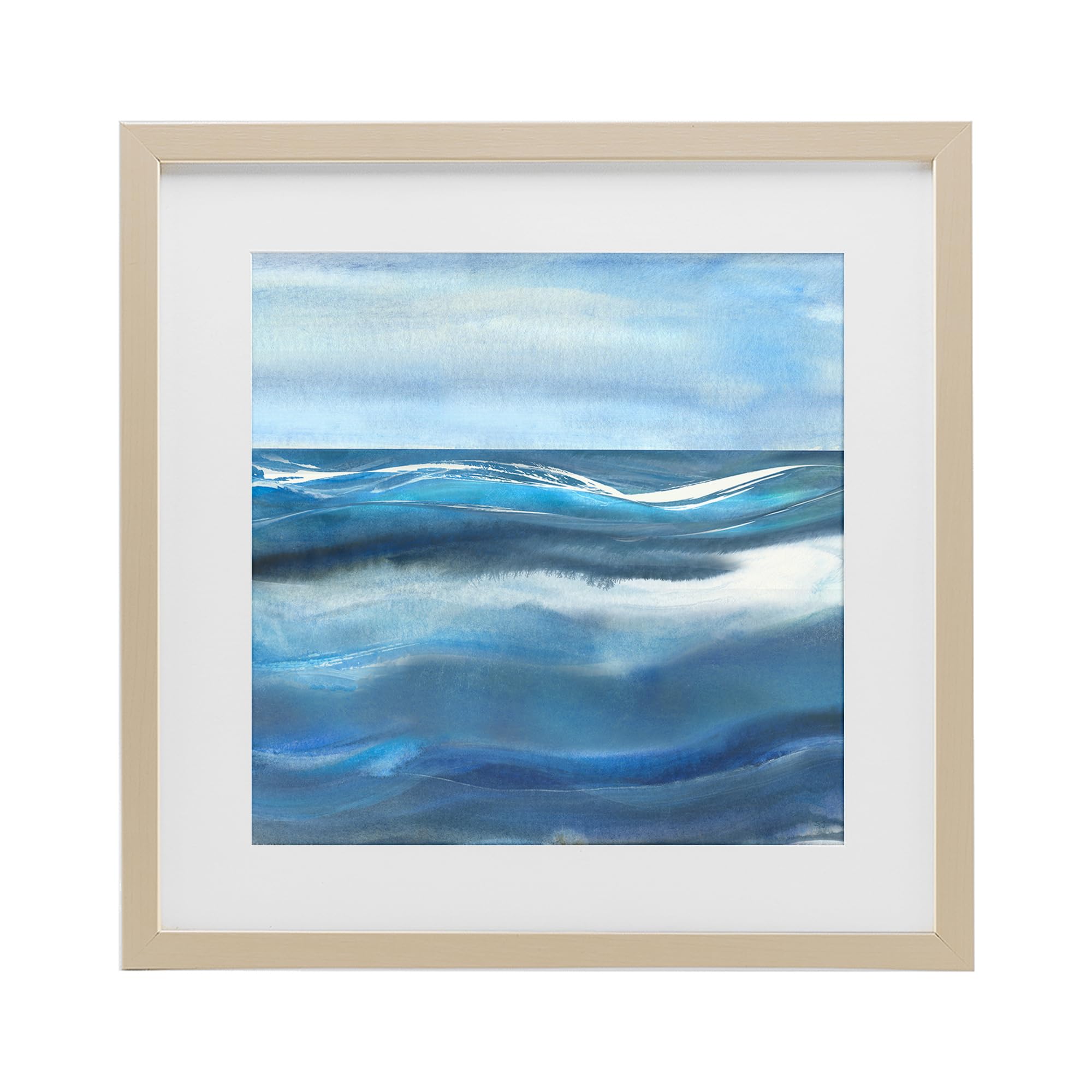 Stupell Industries Serene Ocean Waves Horizon 'Calm Expanse Of Ocean Waves', Framed Print Under Glass, Brown, 13 X 13 Inches, Easy To Hang And Sturdy, Made In Usa, By Susan Jill