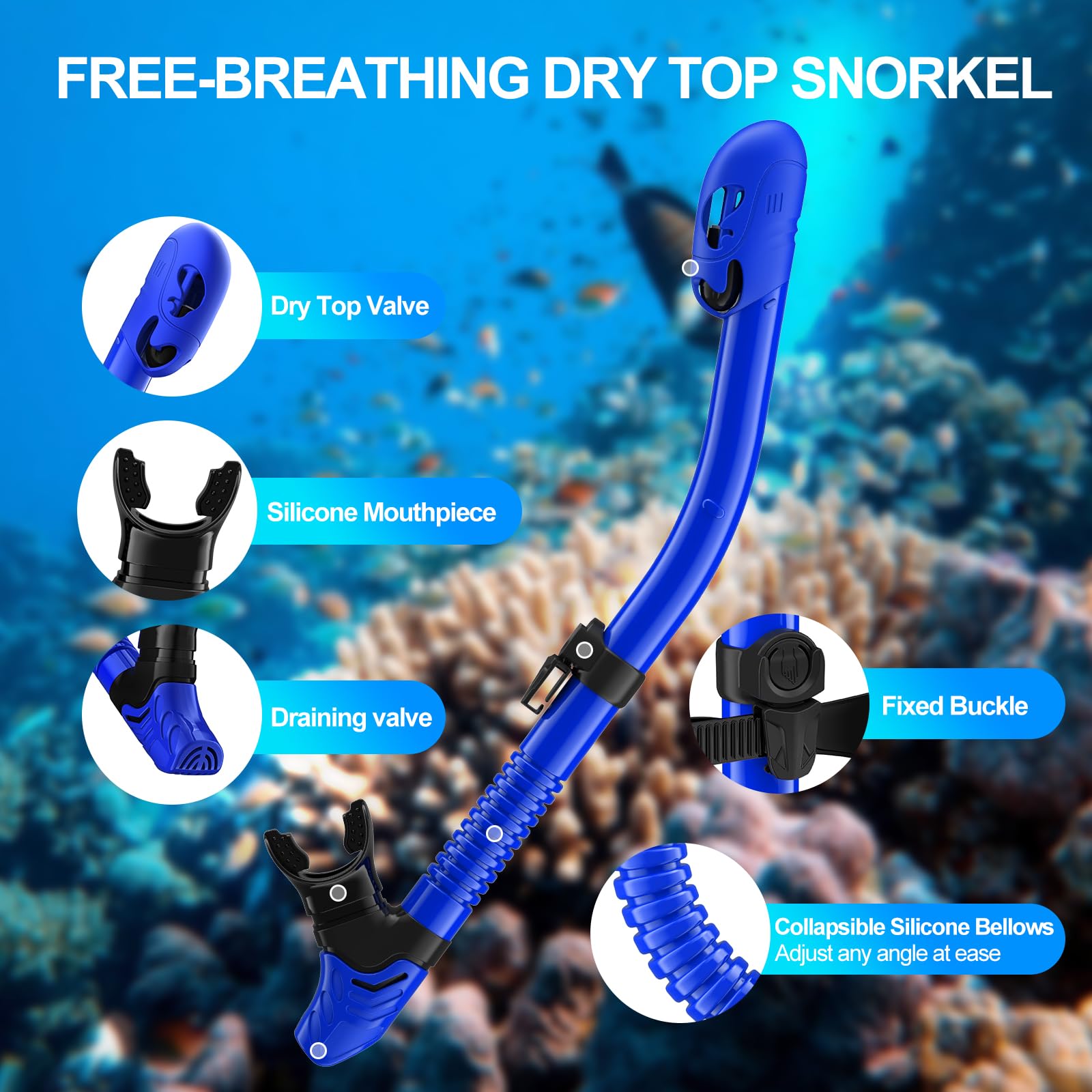 Maschera Subacquea Adulti, Tonfarb Maschera Snorkeling con Maschera e Boccaglio, Panoramica a 180 Gradi e Boccaglio Snorkel, Anti-Nebbia Antiperdita Maschera Sub per Giovani e Adulti