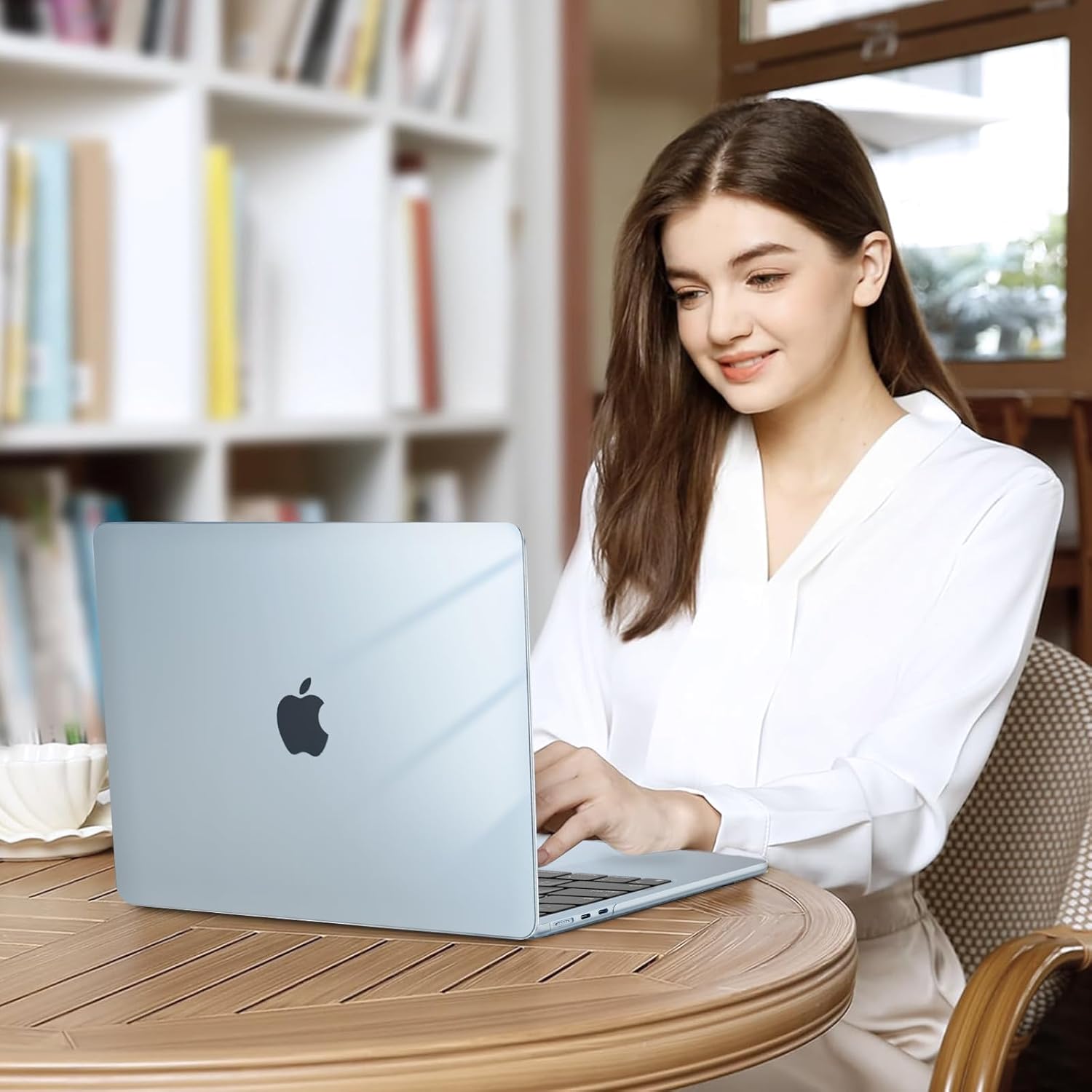 MOSISO Compatible with MacBook Air 13 inch Case 2025 2024 2023 2022 M4 A3240 M3 A3113 M2 A2681, Plastic Hard Shell&Keyboard Cover&Screen Film&Type C&Side Open Carrying Case,Crystal Sky Blue&Air Blue