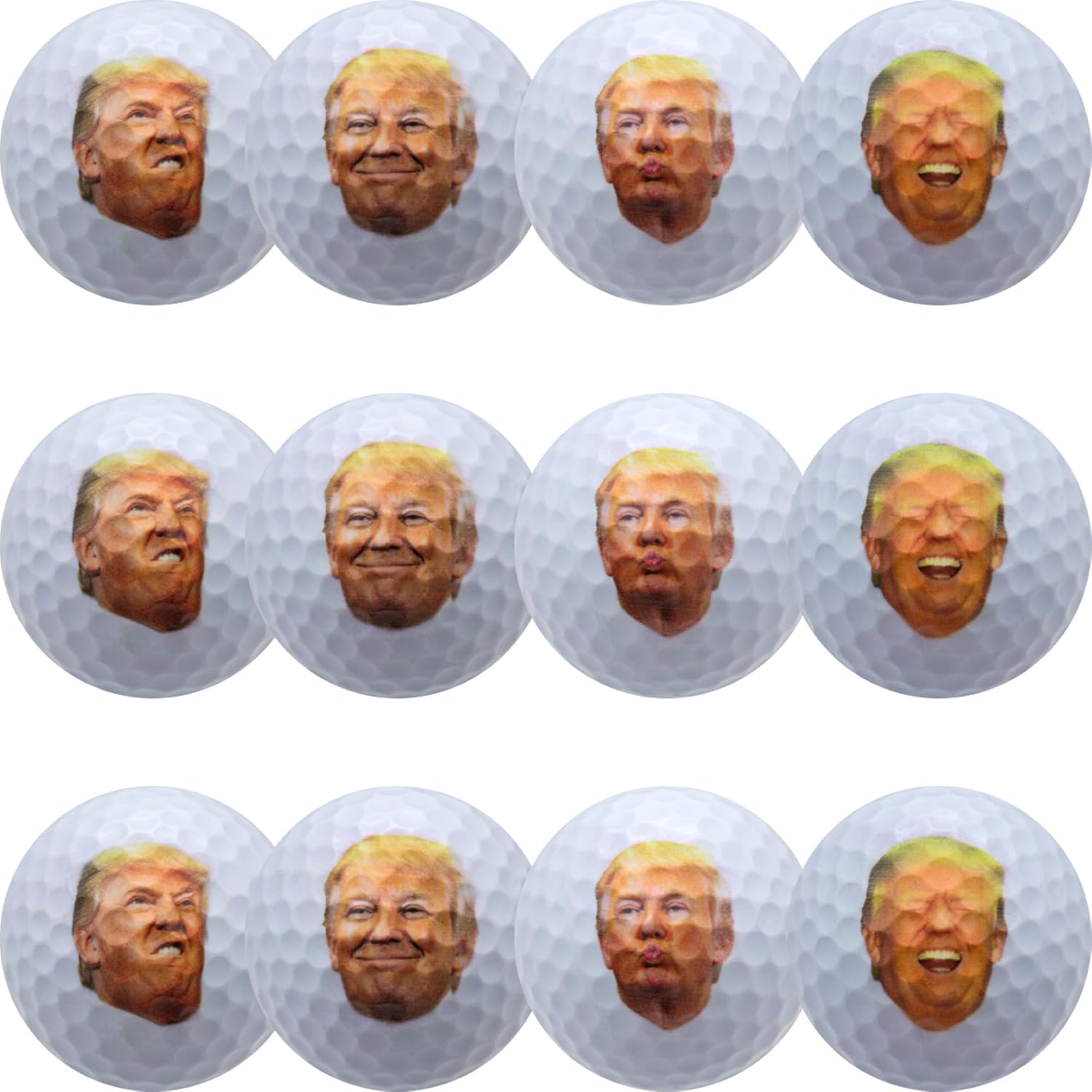GBM Funny Trump Face Novelty Golf Balls, 1 Dozen - Funny Golf Ball Gifts
