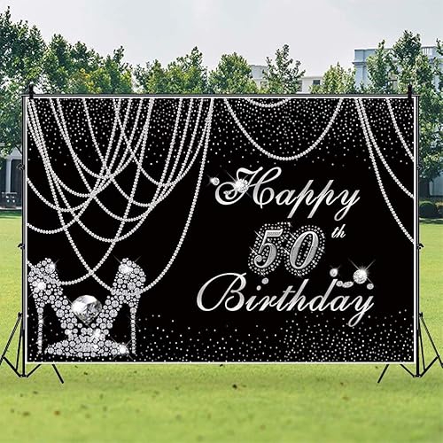 Miniatura 4 de Telones de fondo negro y plateado para mujer, cortina de perlas de 7 x 5 pies, pantuflas de diamante plateado con diamantes brillantes, fondo de