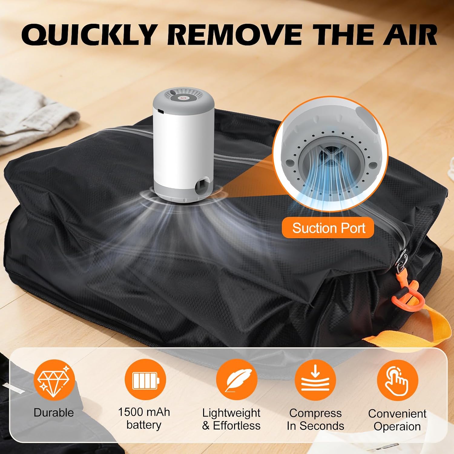 Fantictas Vacuum Travel Bags Kit (2 Pack) - 18L Waterproof & Tear Resistant Travel Compression Bags with Wireless Vacuum Pump for luggage & Backpacks, Space Saving Vacuum Storage Bags