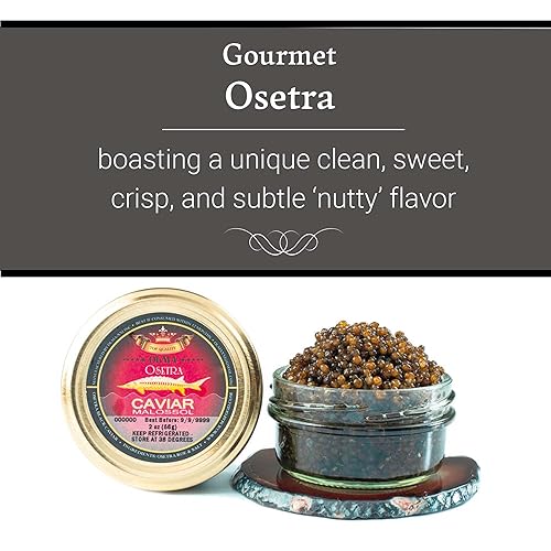 Vista 9 de Envío nocturno: caviar negro Olma Osetra Sturgeon - Sabor suave, grado superior, 1 onza / 0.99 oz