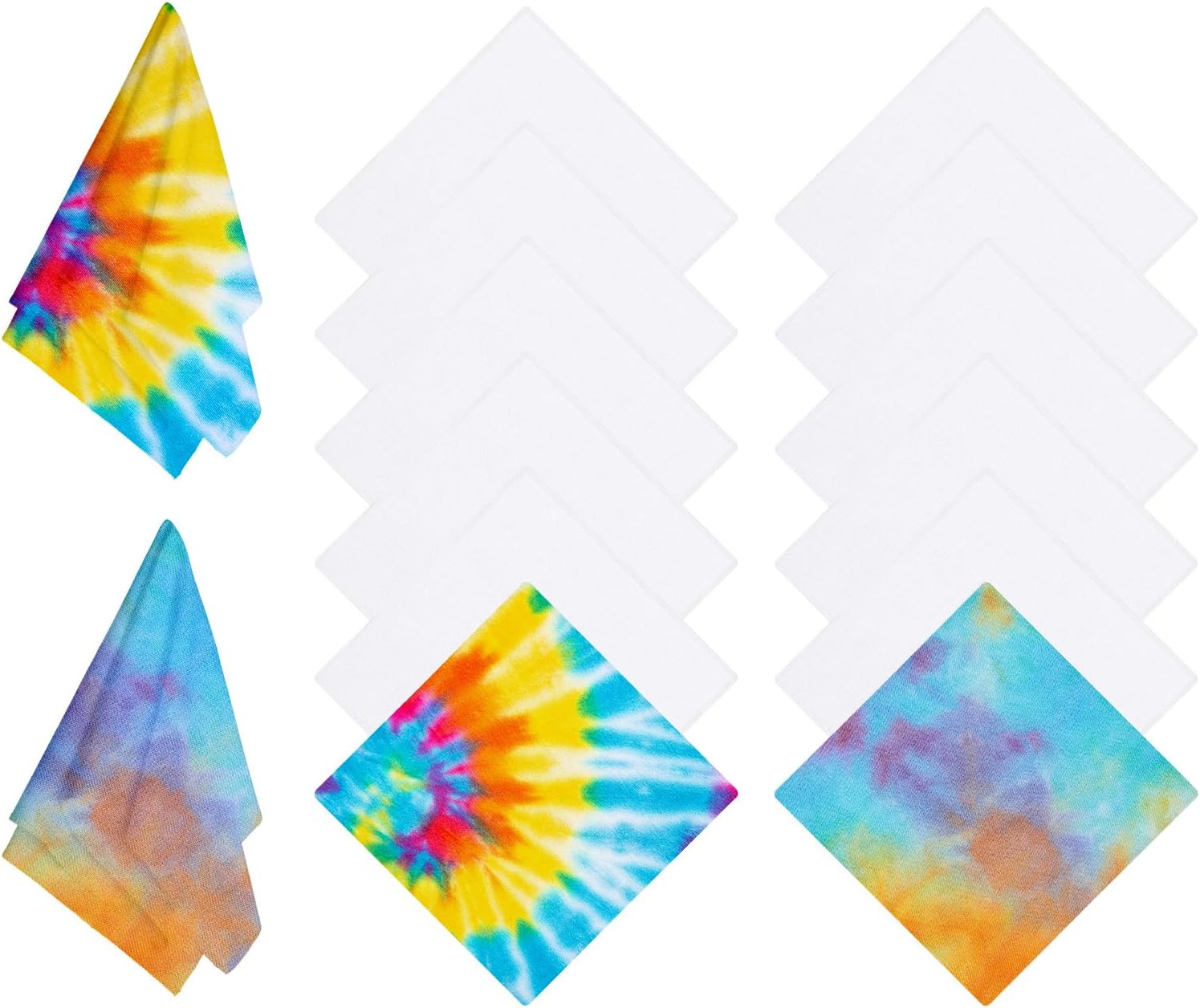 White Bandanas for Tie Dye, Cotton Bandanas Plain Handkerchiefs Head Wrap Pre-Cut Fabric Squares for Tie Dye Party