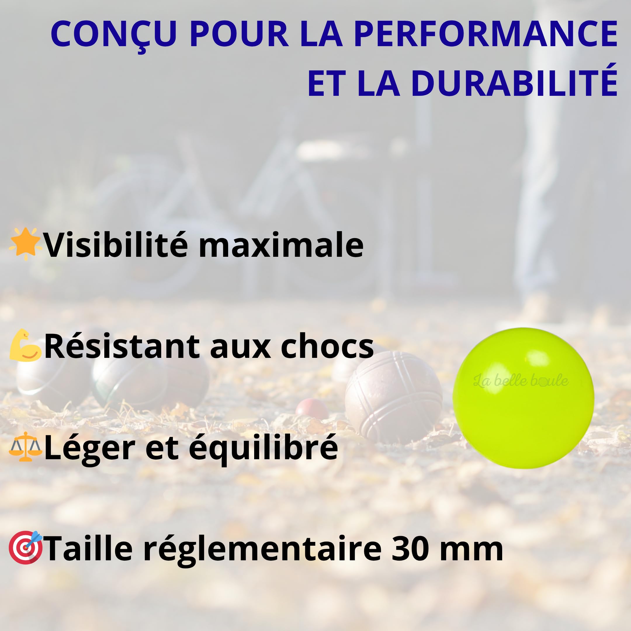 La belle boule® | 3 Cochonnets fluorescents en Résine Haute Visibilité pour Pétanque + Pochette – Boule de Pétanque, Cochonnet Lumineux, Accessoire Pétanque Intérieur ou Extérieur