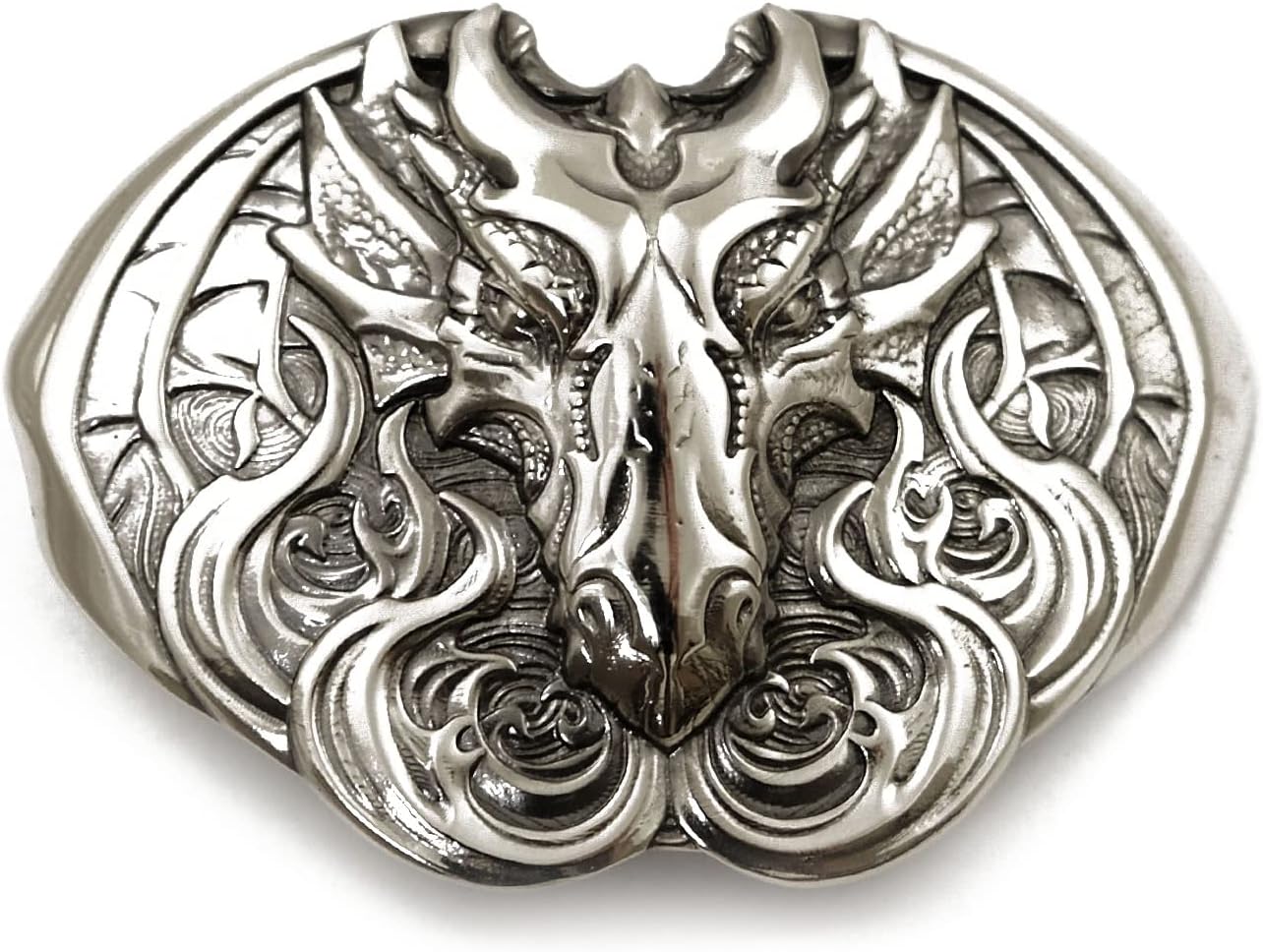 Silver Dragon belt buckle, Old Norse Scandinavian dragon mythology Fafnir or Frænir dragon solid 925 Sterling Silver belt buckle