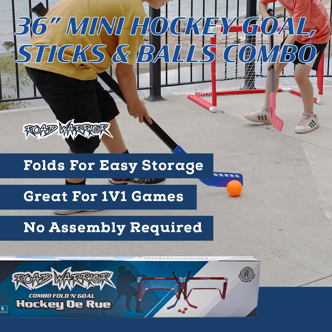 Warrior MOJO Mini Hockey Stick, Player (Right), Black/Sky Blue