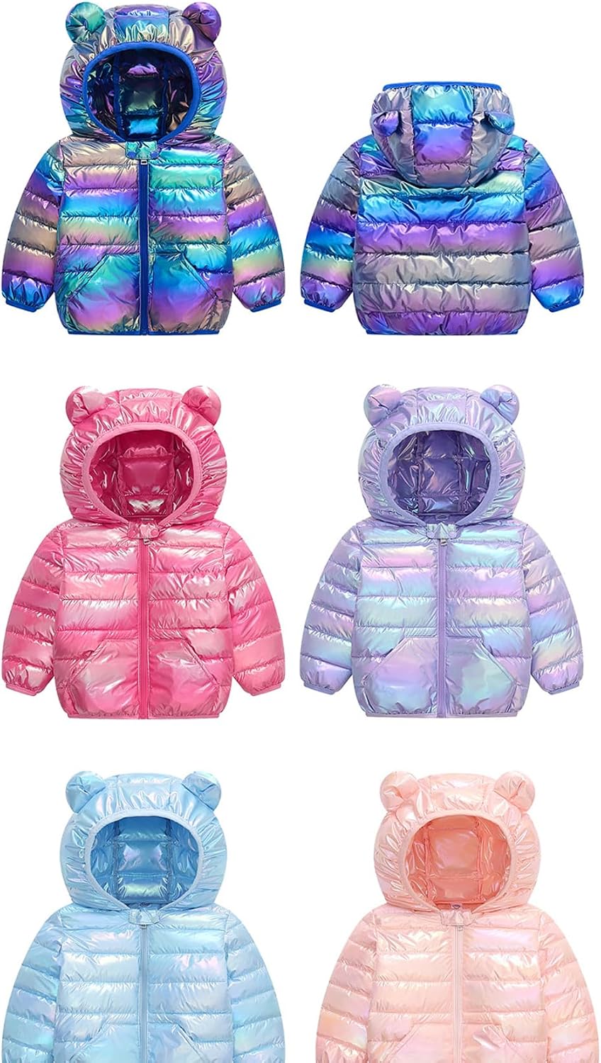 Light Puffer Padded Jacket Bear Hoods Winter Warm Coats for Kids Baby Outerwear 1-5 Years