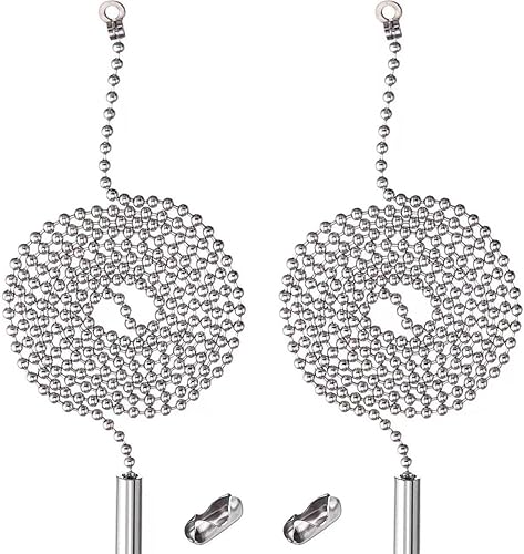 Paquete de 2 extensiones de cadena de tracción con conector para ventilador de techo, extensor de cadena de interruptor de acero inoxidable 304, 3.3