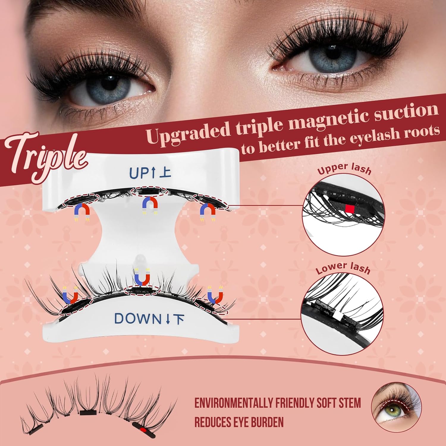 Higu clace Magnetic-Eyelashes with Applicator 4 Pairs Magnetic-Lashes image 4