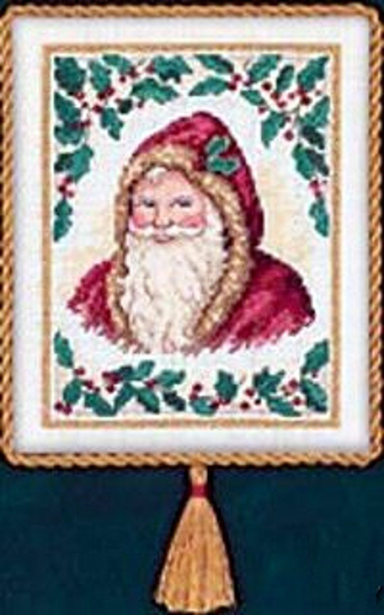 Kit point de croix Père Noël et houx pour décorer votre salon en hiver