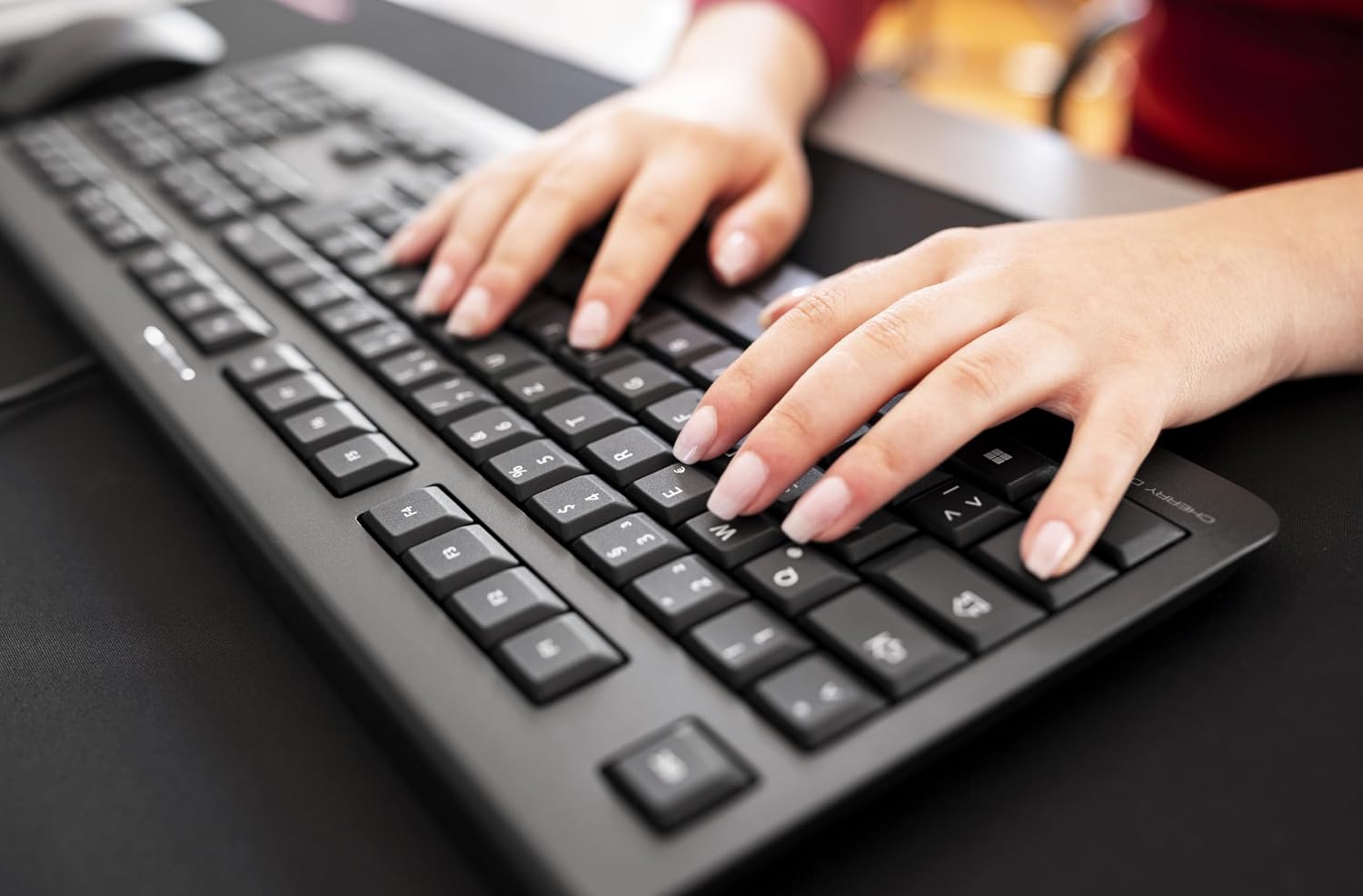 Cherry KC 1000, Wired Keyboard with Number Pad for PC/Laptop, Plug & Play (USB-A Connection), Slim Design, Whisper Quiet Typing, 4 Hot Keys, QWERTY, Black image 5