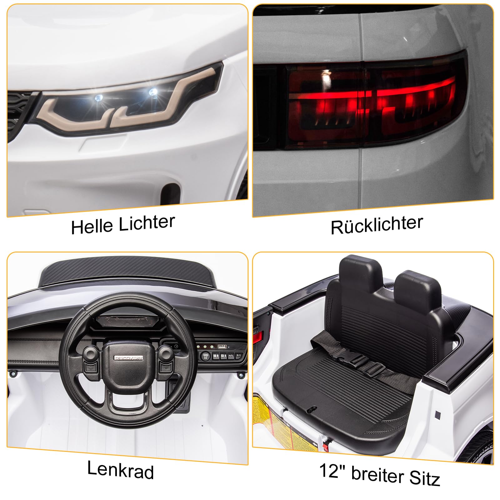 LALAHO Voiture Véhicule électrique Enfant Range Rover Evoque 12V avec télécommande à 2,4 GHz, Télécommande de Voiture Électrique (BLANC1)