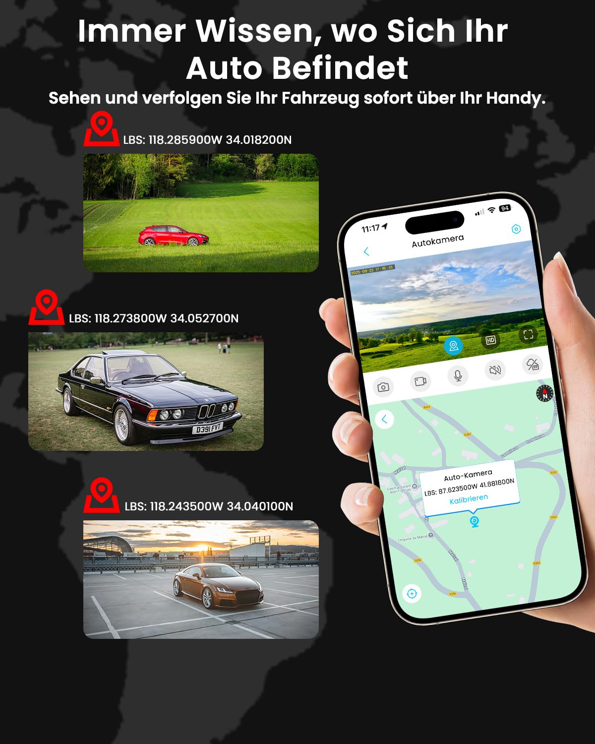 Dashcam Auto 4G LTE mit SIM Karte, Dashcam mit Parküberwachung mit Fern-Live-Ansicht, KI-Bewegungserkennung & Alarm, Zwei-Wege-Audio, GPS, Auto Überwachungskamera für Flotten & Familien, SD/Cloud