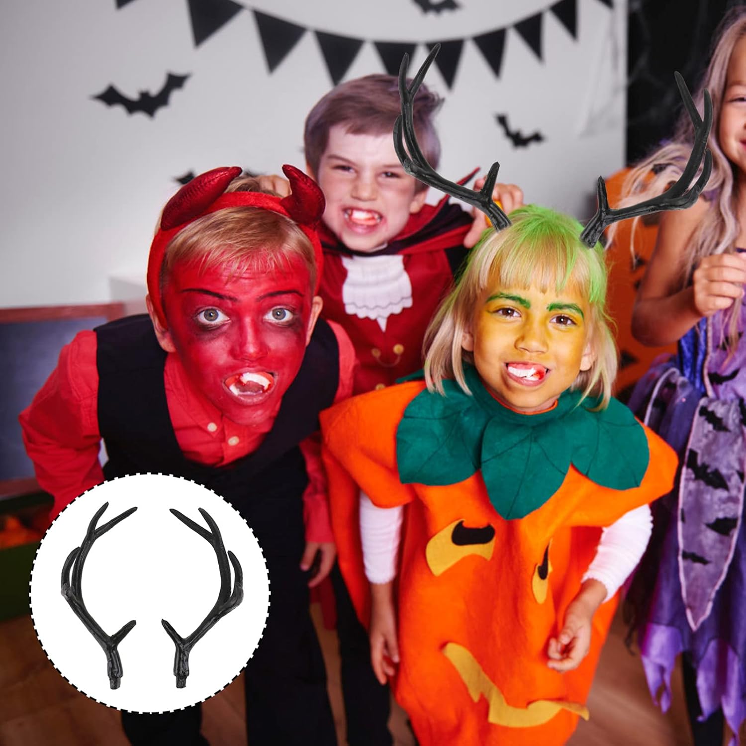 Sewroro 1 Pair Plastic Deer Antlers Artificial Deer Antlers Black Fake Reindeer Headband Costume DIY Halloween Holiday Accessories - Image 8