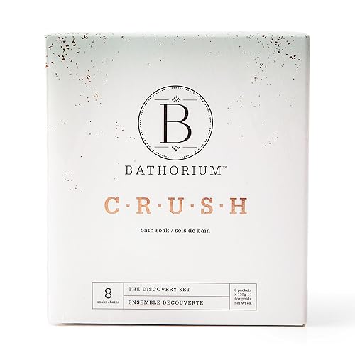 Bathorium Crush - Juego de 8 unidades Signature Discovery - Juego de remojos de baño de lujo, sal del mar muerto, sal de Epsom, pH equilibrado para