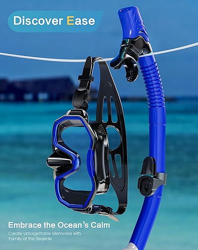 Miniatura 6 de Equipo de esnórquel para adultos, juego de esnórquel Kwambiri Dry-Top Snorkel Set de snorkel con vista panorámica de 180, máscara de buceo que