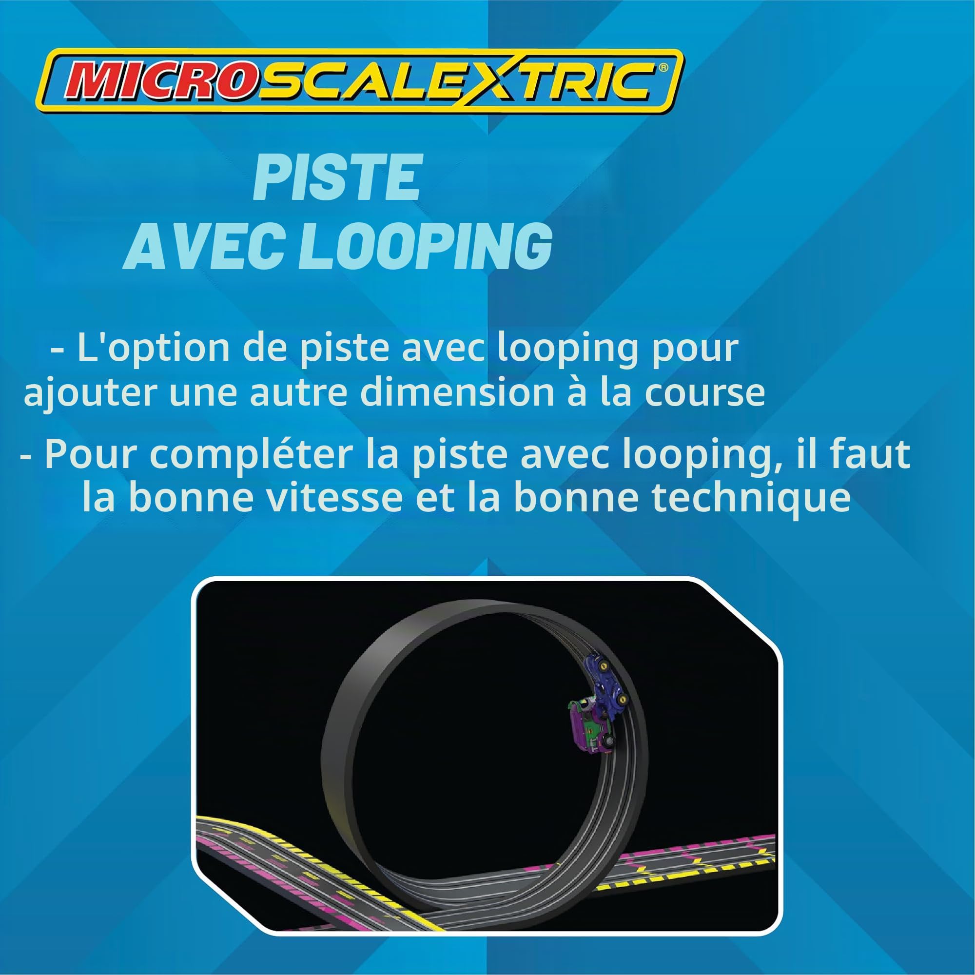 Scalextric Ensemble de piste de course micro-voiture Ensemble de construction Batwheels et Farces contre Bam Course alimentée par piles