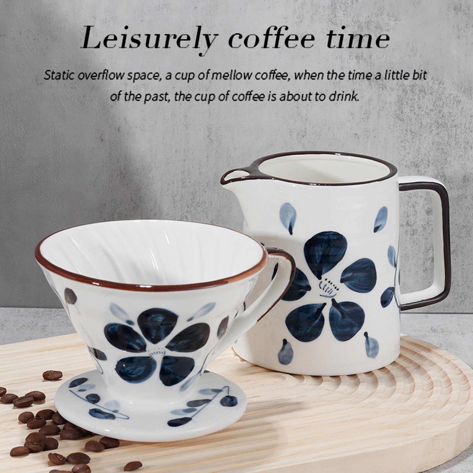 Pour Over Kaffeebereiter Mit Keramikbecher, Pour Over Kaffeebrüher, Tropfkaffeemaschine, Manueller Drip Kaffeebereiter, Handgezeichnet Kaffeemaschinen-Set Mit Keramik-Kaffeetropfe (A)
