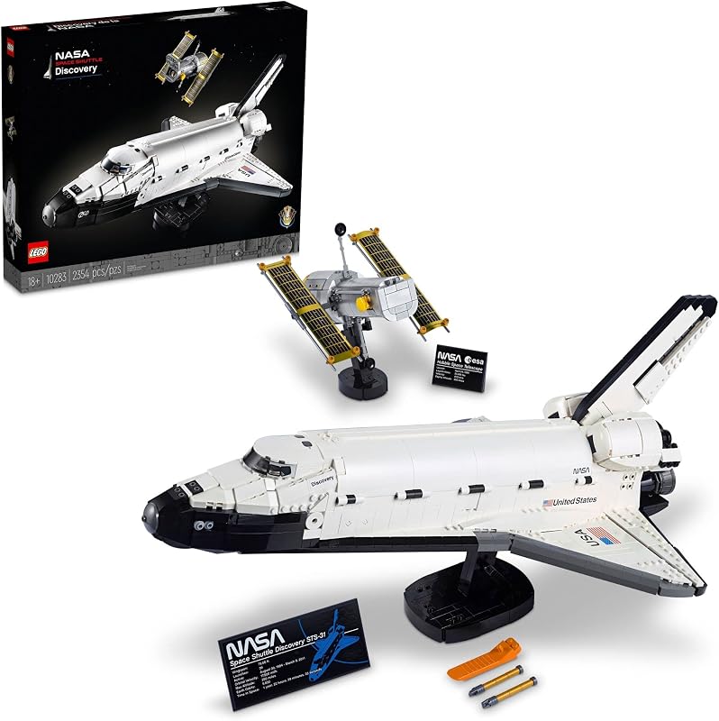 LEGO Icons NASA Space Shuttle Discovery 10283 Set de construcción modelo - Colección de naves espaciales con telescopio Hubble, pantalla detallada para decoración del hogar u oficina, idea de regalo para adultos