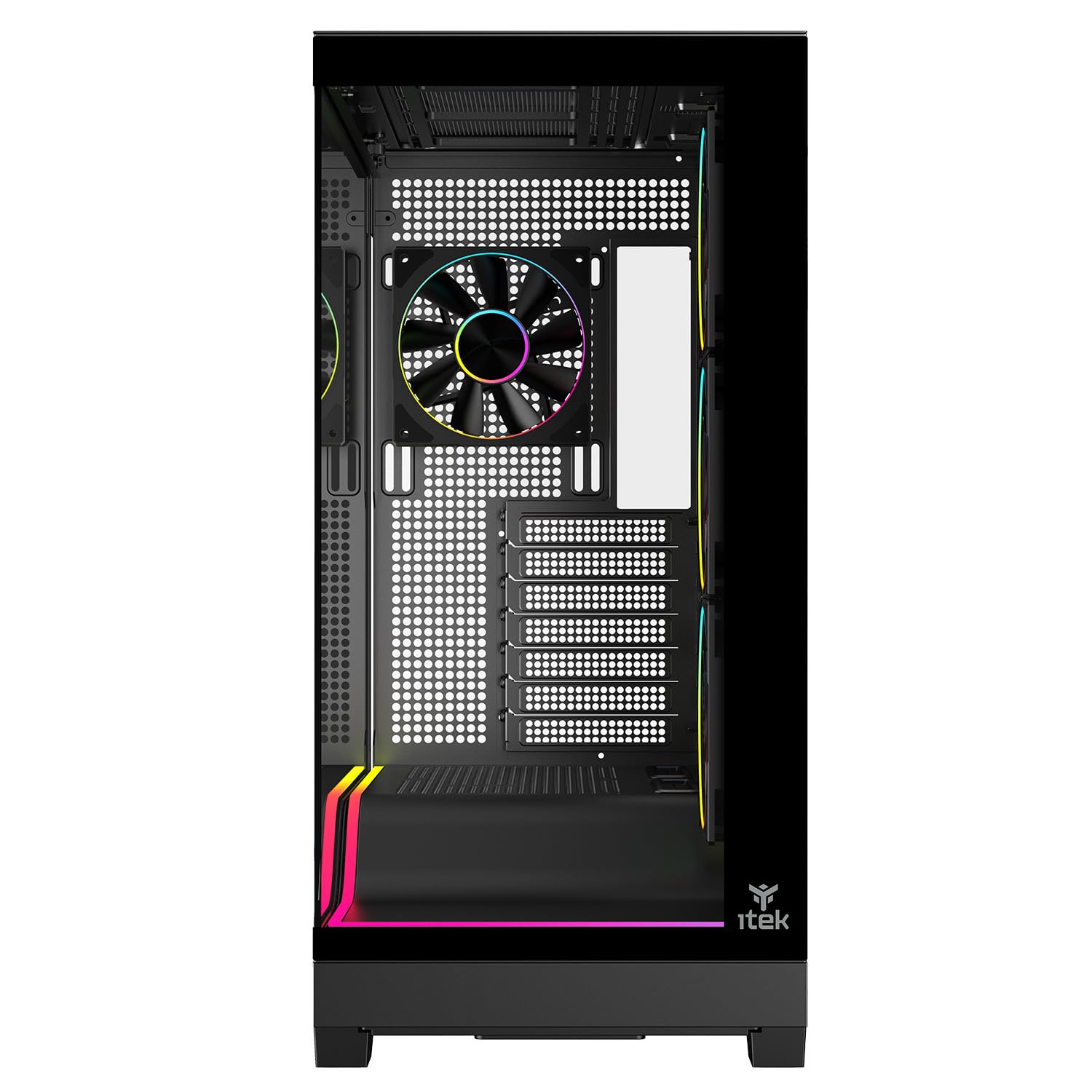 Itek Case Gaming SHOWBUI WAVE 82B - Tower ATX con 4 ventole ARGB 12 cm incluse - 2xUSB3, Type-C- e paratia frontale e laterale in vetro temp scuro
