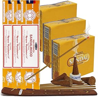 Sandalwood Incense Sticks and Cone Incense Holder Variety Pack Bundle insence insense insienso