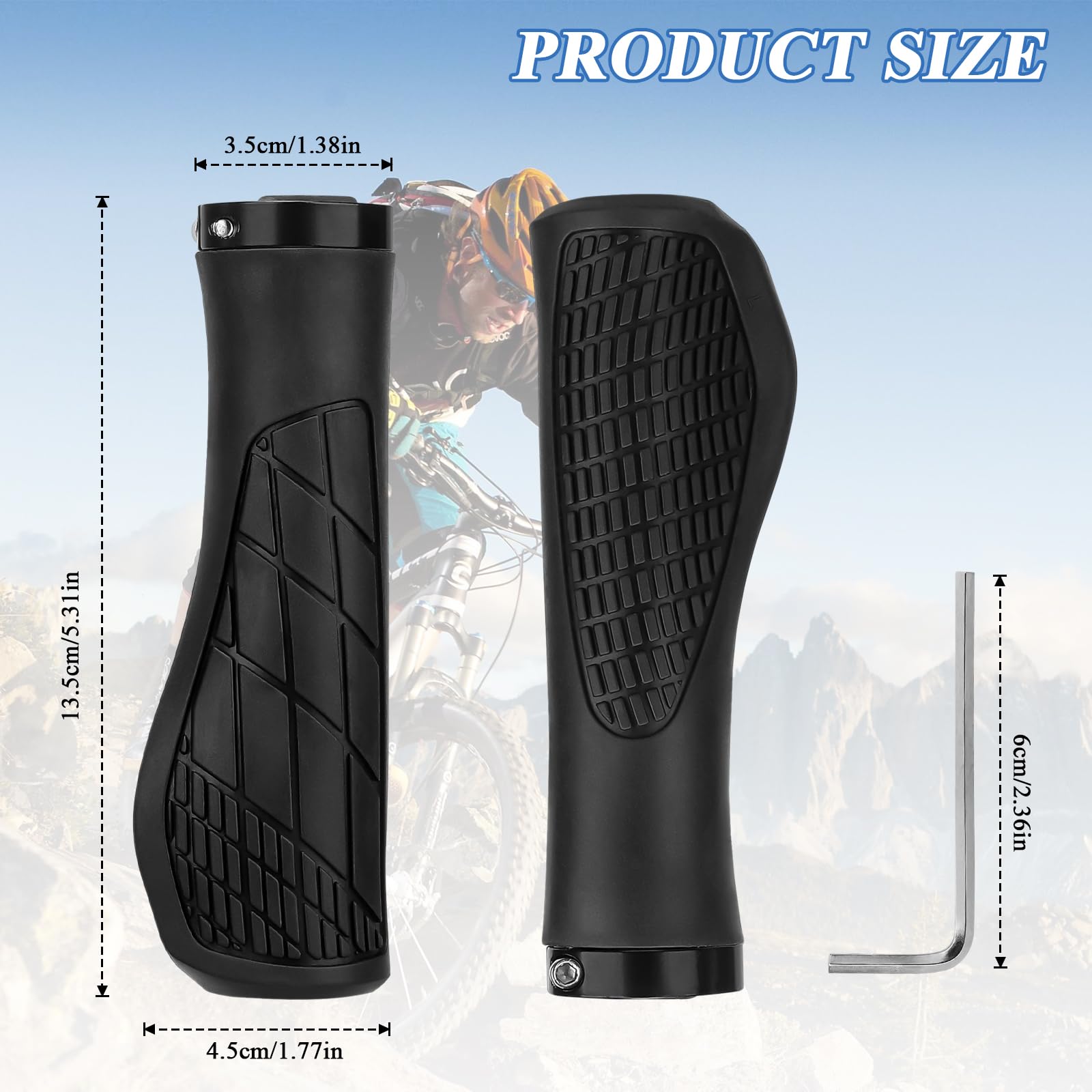 Paire De Poignées Ergonomiques Pour Vélo – PP Et Silicone, Diamètre 22 Mm, Antidérapantes, Avec Clé Hexagonale Pour VTT, Ville, Route, Trekking
