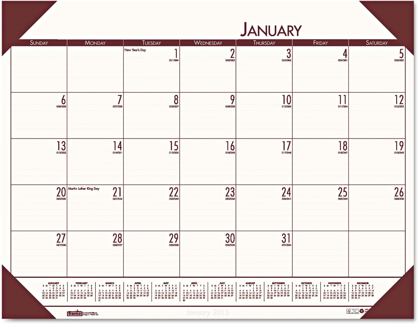 House Of Doolittle™ Executive Monthly Desk Pad Calendar, 24 X 19 White Blue Sheets Blue Corners 12 Month Jan To Dec 2026
