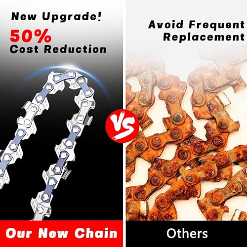 Miniatura 4 de O-CONN Paquete de 4 cadenas de repuesto de motosierrasierra de poste de 8 pulgadas, para barras guía de 8 pulgadas, paso LP de 38 pulgadas, calibre
