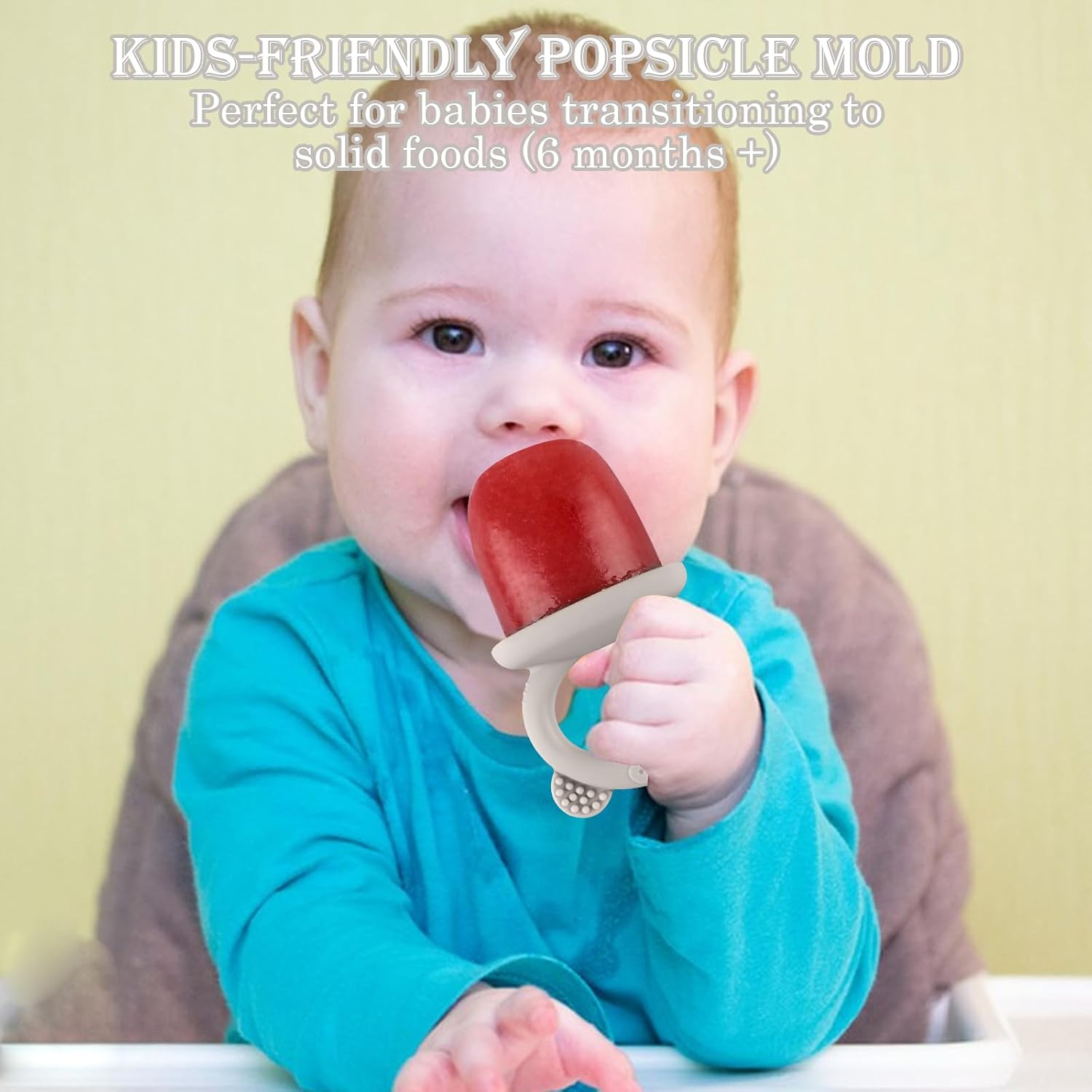 Toddler Popsicle Molds Baby Food Storage Containers Suitable for Fresh Frozen Fruit Puree and Yogurt Ice Cream with Handle Food Freezer Trays (Grey) thumbnail