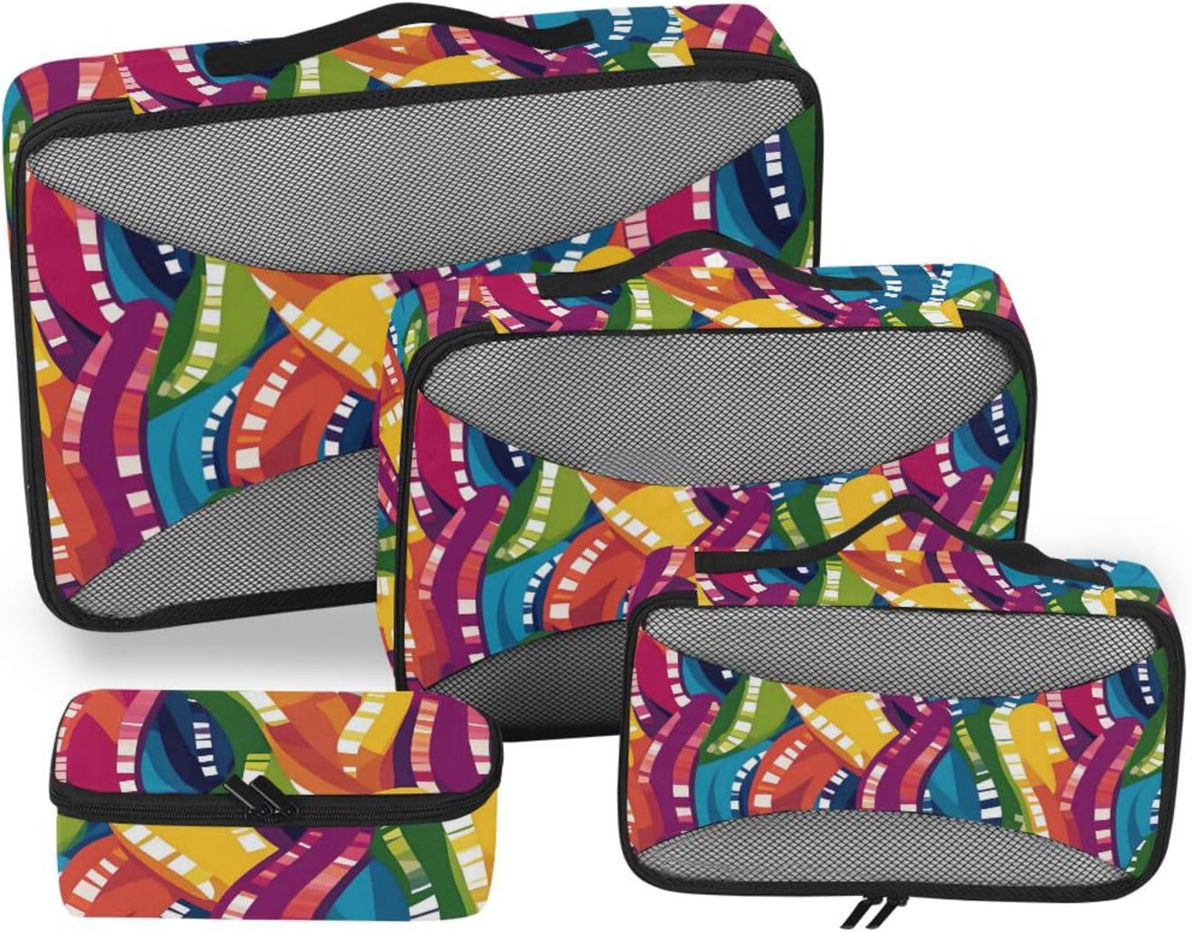 Rainbow Irregularity 4 Pcs set travel organizer bags Mesh Travel Essentials lightweight luggage packing cubes